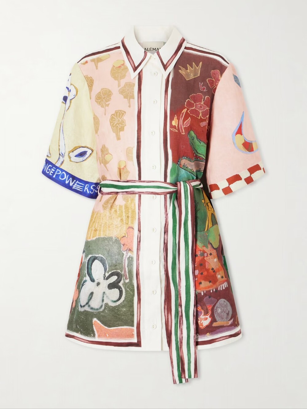 ALEMAIS Tangible Love belted printed linen mini dress - Picture 4 of 12
